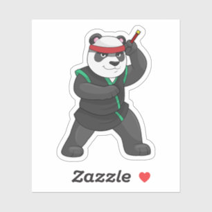 Sticker Panda comme Ninja en costume