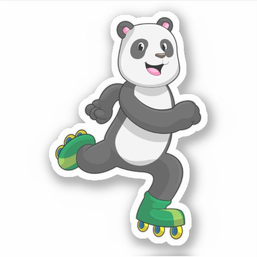 Sticker Panda comme Patinage en ligne avec Roller skates (Devant)