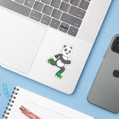 Sticker Panda comme Patinage en ligne avec Roller skates (Ordinateur portable avec iPhone)