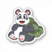Sticker Panda comme randonneur avec sac à dos (Devant)