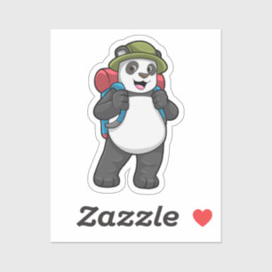 Sticker Panda comme randonneur avec sac à dos
