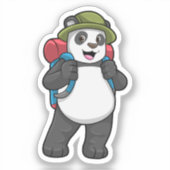 Sticker Panda comme randonneur avec sac à dos (Recto)