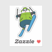Sticker Panda comme Saut à ski avec Ski (Feuille)