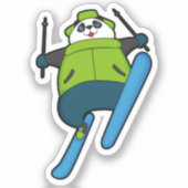 Sticker Panda comme Saut à ski avec Ski (Recto)