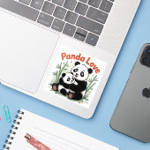Sticker Panda confortable de retour à l'école (Ordinateur portable avec iPhone)