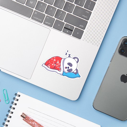 Sticker Panda couchage mignon (Ordinateur portable avec iPhone)
