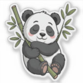 Sticker Panda couché de Kawaii sur Bamboo (Devant)