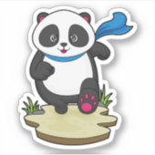 Sticker Panda coureur avec Écarf (Devant)
