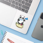 Sticker Panda coureur avec Écarf (Ordinateur portable avec iPhone)