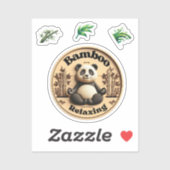 Sticker Panda Cute, Bambou Relaxant. (Feuille)