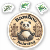 Sticker Panda Cute, Bambou Relaxant. (Recto)
