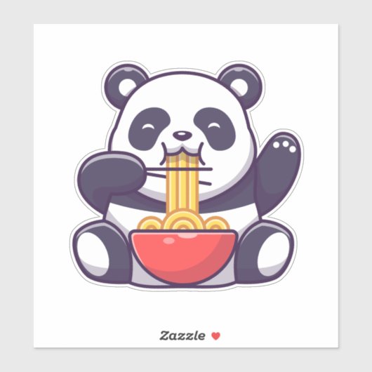 Sticker Panda Cute Mange Noodle (Feuille)
