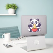 Sticker Panda Cute Mange Noodle (Ordinateur portable sur le bureau)