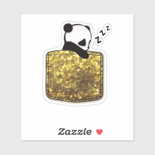 Sticker panda dans une poche (Feuille)
