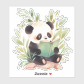 Sticker Panda de lecture aquarelle (Feuille)