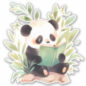 Sticker Panda de lecture aquarelle (Devant)