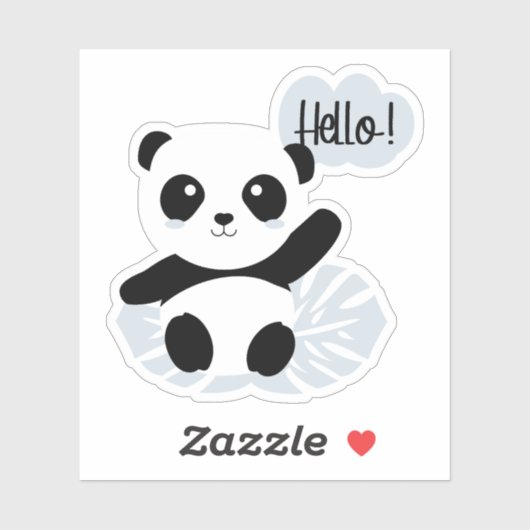 Sticker Panda dice Hola (Feuille)