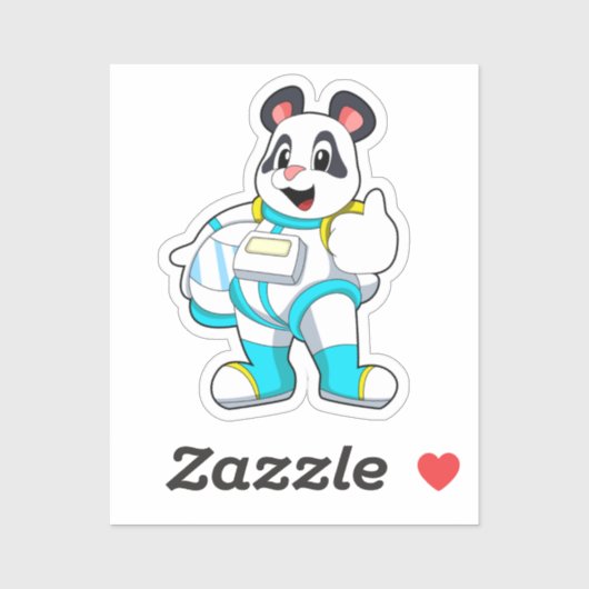 Sticker Panda en astronaute avec costume (Feuille)