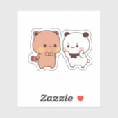 Sticker Panda Et Brownie Bear Couple (Feuille)