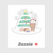 Sticker Panda Et Brownie Bear Couple, Joyeux Noël (Feuille)