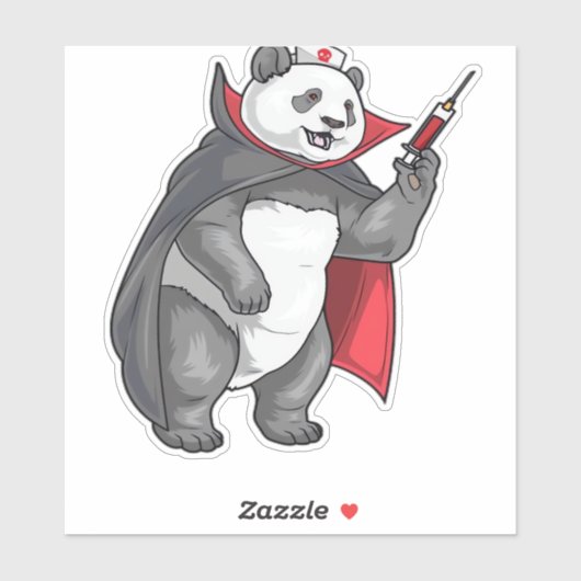 Sticker Panda Halloween Vampire infirmière T-shirt surdime (Feuille)