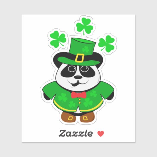 Sticker Panda Jour de la Saint Patrick Cute Animal (Feuille)