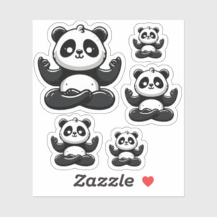 Sticker Panda Méditant Zen - Pose Mignonne Méditation Anim
