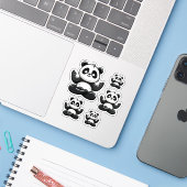 Sticker Panda Méditant Zen - Pose Mignonne Méditation Anim (Ordinateur portable avec iPhone)