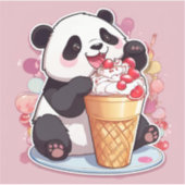 Sticker Panda mignonne mangeant une glace (Devant)
