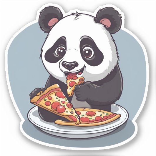 Sticker Panda Pizza Manger (Devant)