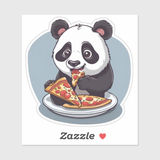 Sticker Panda Pizza Manger (Feuille)