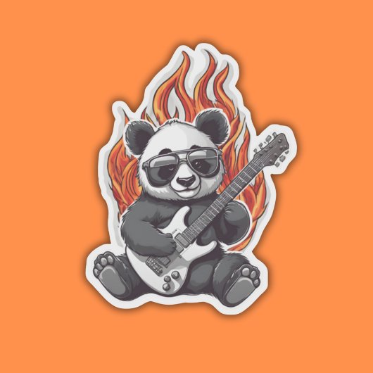 Sticker Panda Rock Star Étanche