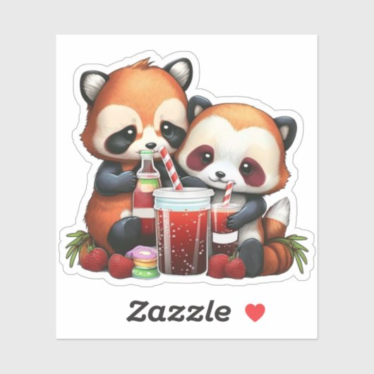 sticker panda rouge (Feuille)