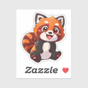 Sticker Panda rouge caricature