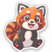 Sticker Panda rouge caricature (Recto)