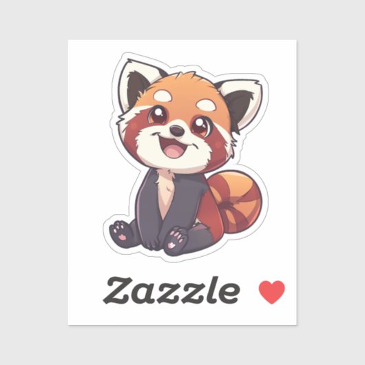 Sticker Panda rouge caricature (Feuille)