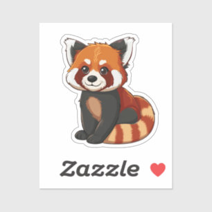 Sticker Panda rouge caricature