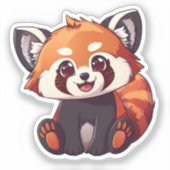 Sticker Panda rouge caricature (Recto)