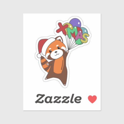 Sticker Panda Rouge Noël Neige Animaux d'hiver Pandas Sti (Feuille)