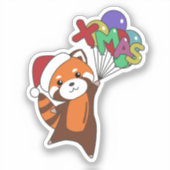 Sticker Panda Rouge Noël Neige Animaux d'hiver Pandas Sti (Recto)