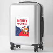 Sticker Panda Rouge Noël Neige Animaux d'hiver Pandas Sti (Sur valise)
