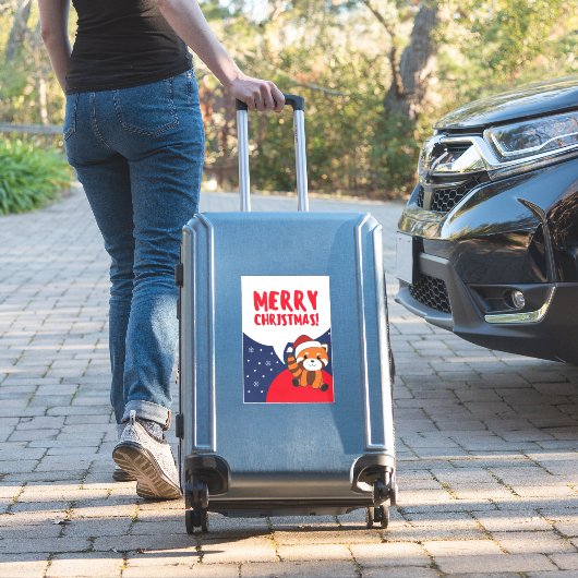 Sticker Panda Rouge Noël Neige Animaux d'hiver Pandas Sti (Valise Insitu)