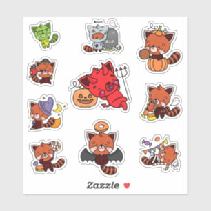 Sticker Panda roux d'Halloween