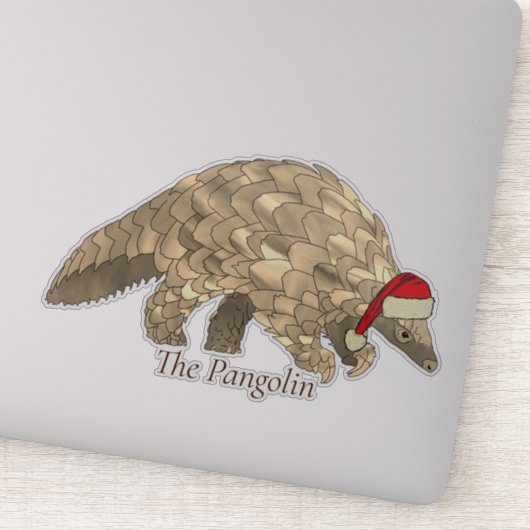 Sticker Pangolin Cute Père Noël Espèces menacées Noël (Détail)
