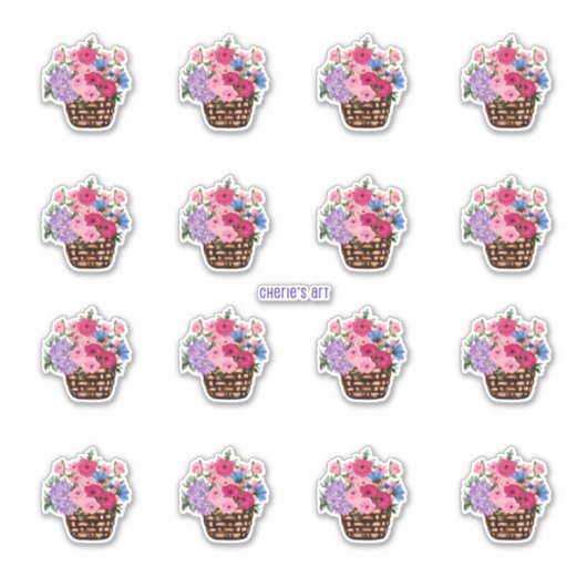Sticker Panier de fleurs si joli (Devant)