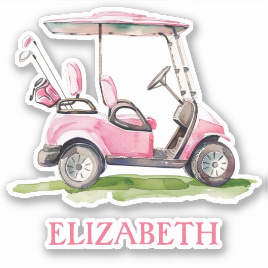 Sticker Panier de golf Preppy Pink Personnalisé (Devant)