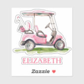 Sticker Panier de golf Preppy Pink Personnalisé (Feuille)