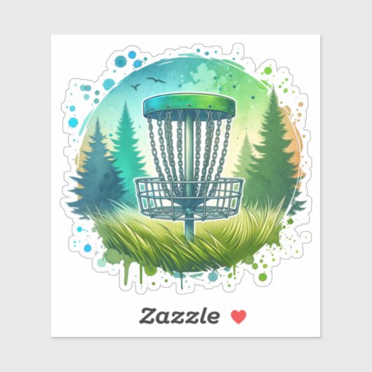 Sticker Panier de golf sur disque (Feuille)