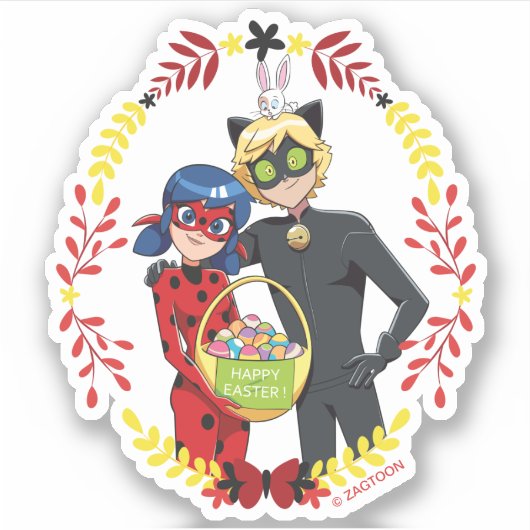 Sticker Panier de Pâques Ladybug & Cat Noir (Devant)