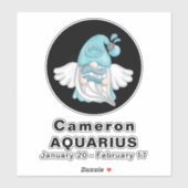 Sticker Panneau Astrologie Gnome Aquarius Angel 8" Vinyl (Feuille)